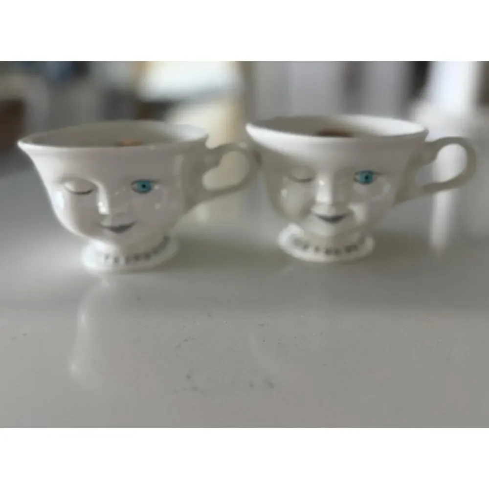 Vintage Baileys Irish Cream Winking Face Cups, 1990s Ceramic Barware Set (2)